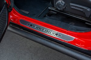 Jeep Wrangler Sill Plates - Rear - DV8 Offroad - Extruded Aluminum, Anodized Finish, Raised Brushed Accent Bars - Black - `18-`20